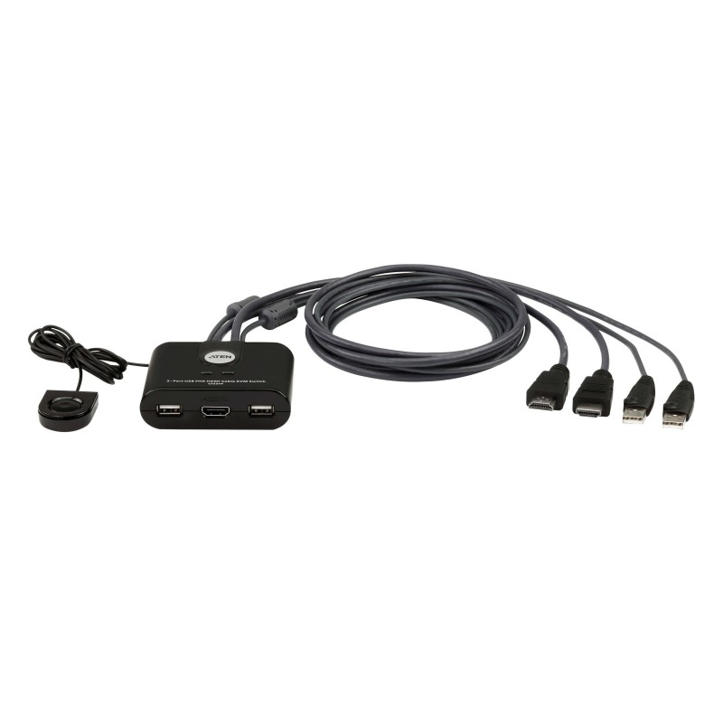 ATEN Switch KVM USB FHD HDMI de 2 puertos en formato cable CS22HF-AT