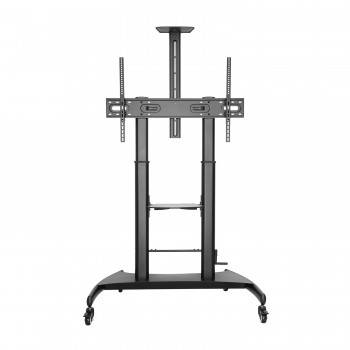 AISENS Soporte de Suelo ECO con Ruedas y Manivela, Bandeja para DVD y Soporte de Cámara para Monitor FT100TE-123