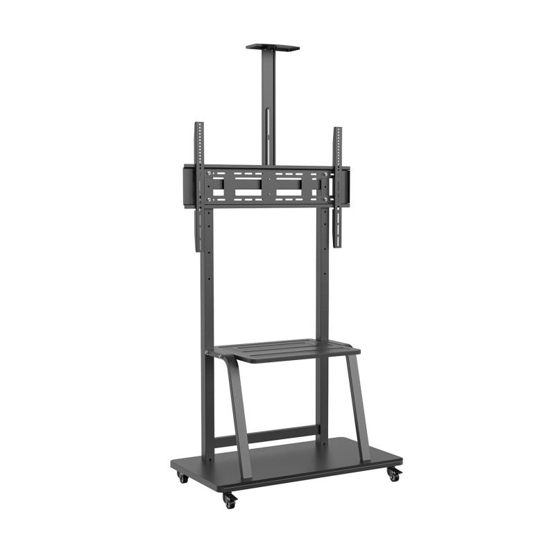 AISENS Soporte de Suelo ECO con Rueda, Bandeja para DVD y Soporte de Cámara para Monitor TV 150Kg de FT100E-135
