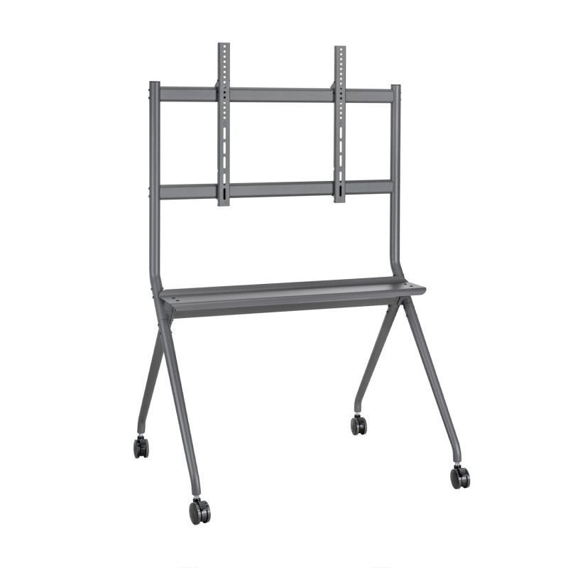 AISENS Soporte De Suelo Pro Con Rueda, 1 Bandeja Para Pantalla Interactiva TV 120kg De 50-86, Negro FT86FE-143