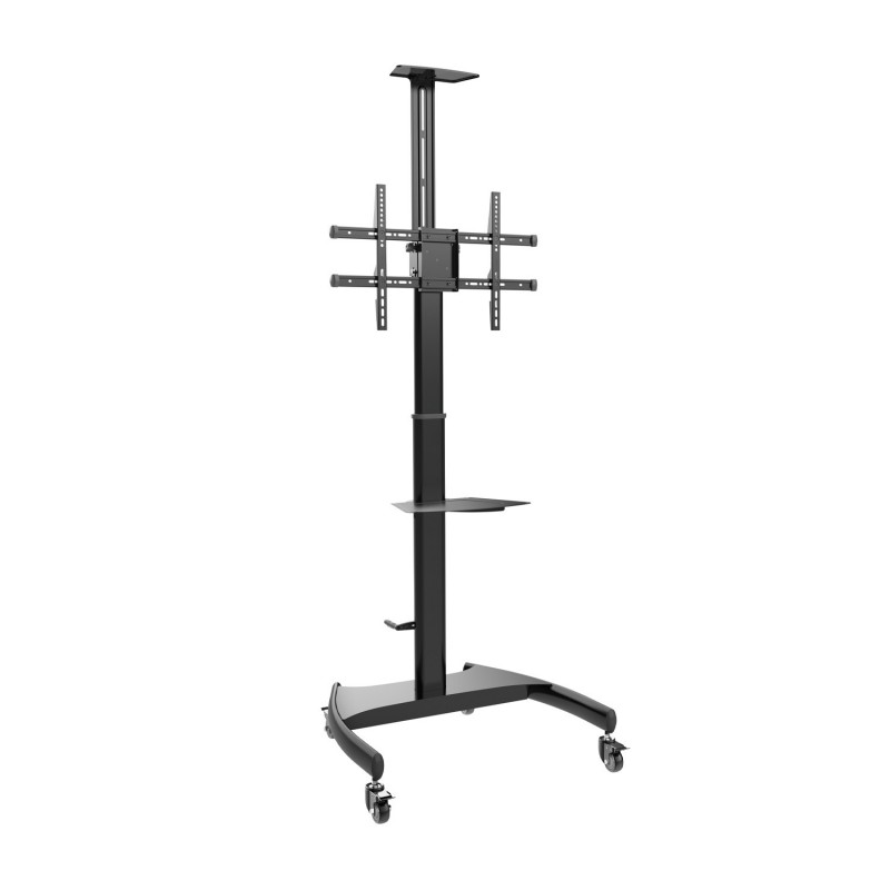 AISENS Soporte de Suelo ECO con Ruedas y Manivela, Bandeja para DVD y Soporte de Cámara para Monitor FT70TE-169