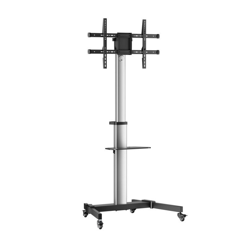AISENS Floor Stand with Wheel, DVD Tray for Monitor TV 50Kg from 37-86, Black-Silver FT86TRE-197