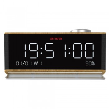 (Reacondicionado) Aiwa CR-90BT despertador Reloj despertador digital Madera