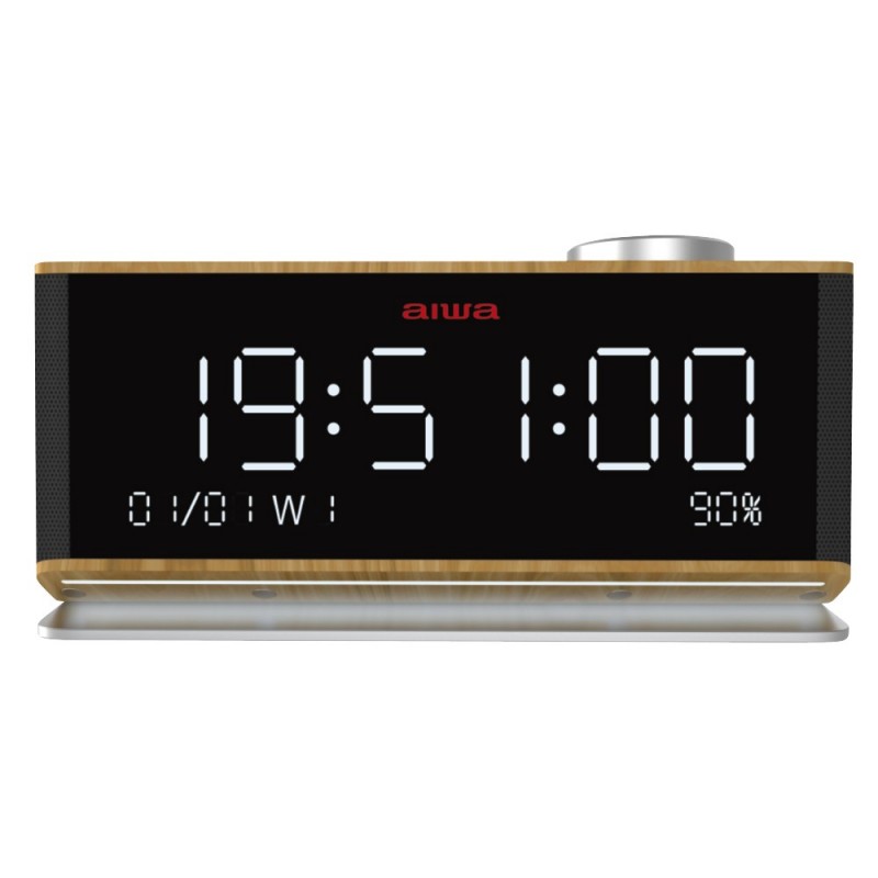 (Reacondicionado) Aiwa CR-90BT despertador Reloj despertador digital Madera