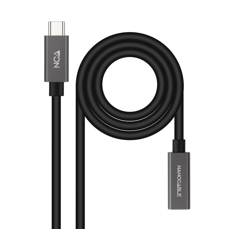 Nanocable Cable Prolongador USB-C 3.2 Gen2x2 20Gbps 3A, 4K 60Hz, USB-C M-USB-C H, Negro, 2 m 10.01.4402