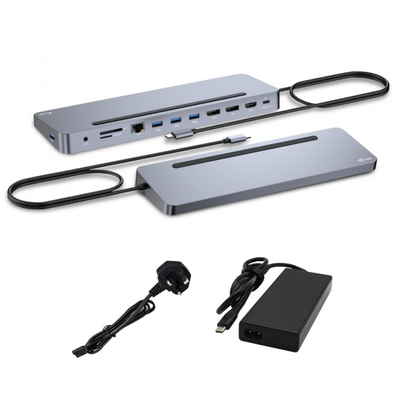 i-tec USB-C Metal Ergonomic 3x 4K Display Docking Station with Power Delivery 100 W + Universal Char C31FLAT2PDPRO100W