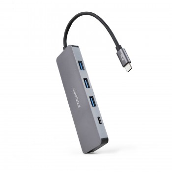 Nanocable Hub USB-C a 3xUSB3.0 H   1xUSB-C H Aluminio 10 cm, Gris 10.16.4409