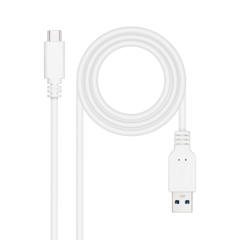 Nanocable Cable USB 3.1, Gen2 10 Gbps 3A, tipo USB-C M-A M, Blanco, 2 m 10.01.4002-W