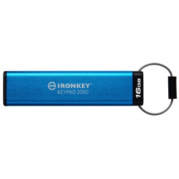 Kingston Technology IronKey Keypad 200 unidad flash USB 16 GB USB Tipo C 3.2 Gen 1 (3.1 Gen 1) Azul IKKP200C 16GB