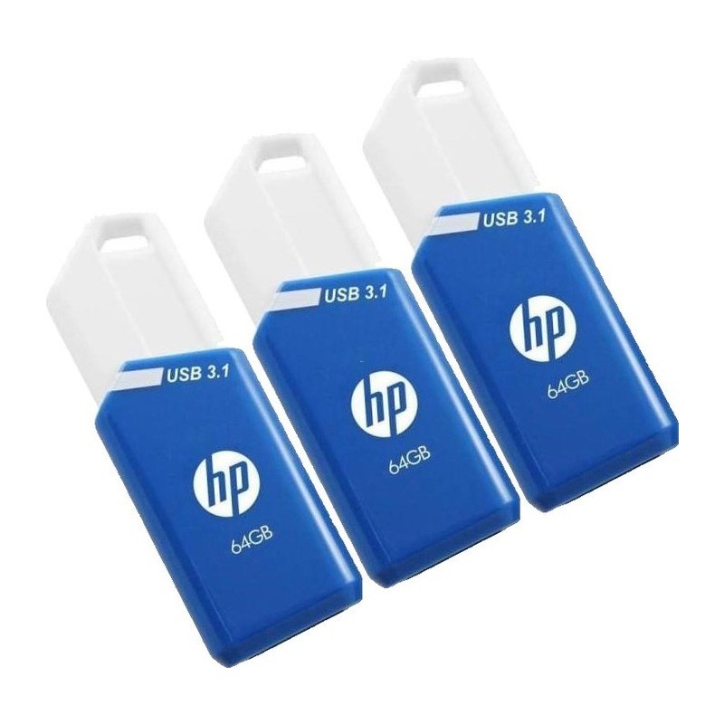 PNY x755w Triple Pack unidad flash USB 64 GB USB tipo A 3.2 Gen 1 (3.1 Gen 1) Azul, Blanco P-HPFD755W64X3-GE
