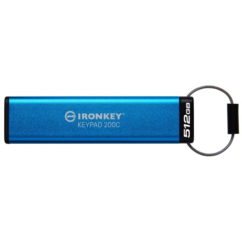 Kingston Technology IronKey Keypad 200 unidad flash USB 512 GB USB Tipo C 3.2 Gen 1 (3.1 Gen 1) Azul IKKP200C 512GB