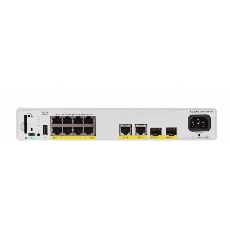 Cisco Catalyst C9200CX-8P-2X2G-E switch Gestionado L2 L3 Gigabit Ethernet (10 100 1000) Energía sobr