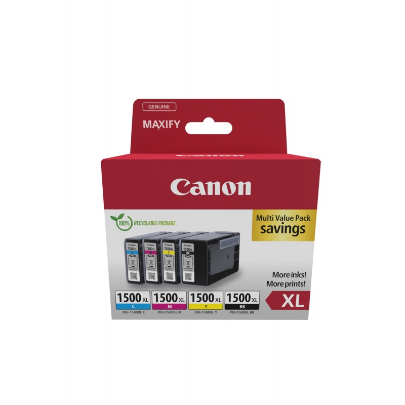 Canon 9182B010 Original Negro, Cian, Magenta, Amarillo Para MAXIFY MB2050, MAXIFY MB2350, MAXIFY MB2