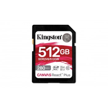 Kingston Technology Canvas React Plus 512 GB SDXC UHS-II Clase 10 SDR2V6 512GB