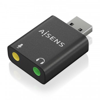 AISENS Conversor USB-A a Audio 48KHz, USB-A M-2xJack 3.5 H, Negro A106-0768
