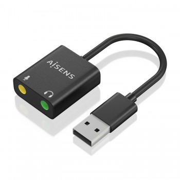 AISENS Conversor USB-A a Audio 48KHz, USB-A M-2xJack 3.5 H, Negro, 10 cm A106-0769