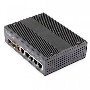 StarTech.com Switch Conmutador Industrial Ethernet Gigabit 6 Puertos - 4x RJ45 PoE - 2 Ranuras SFP P IES1G52UP12V