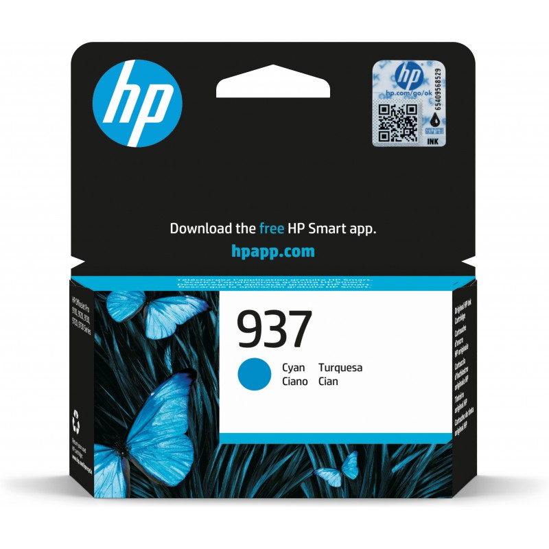 HP Cartucho de Tinta Original 937 cian Original Cian Para Los cartuchos de tinta HP 937 funcionan co 4S6W2NE