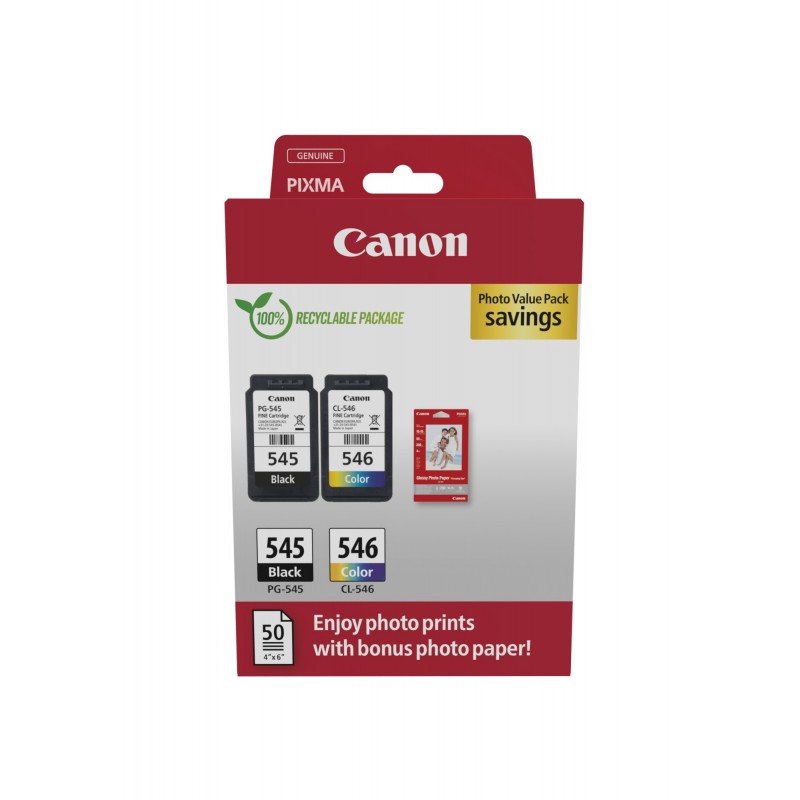 Canon 8287B008 Original Negro, Cian, Magenta, Amarillo Para PIXMA iP2850, PIXMA MG2450, PIXMA MG2550