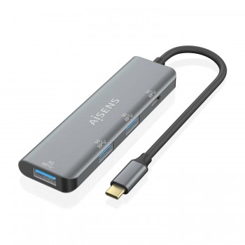 AISENS Hub USB 3.2 Gen1 5G USB-C, USB-C M-1xUSB-C H-3xUSB-A H, Gris, 15 cm A109-0762