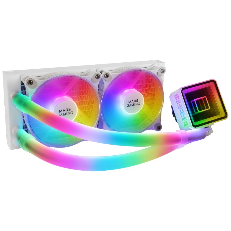 Mars Gaming ML-ULTRA240 Blanco - CPU TDP 500W Espejo Infinito 2 Ventiladores Silenciosos FDB ARGB Tu MLULTRA240W