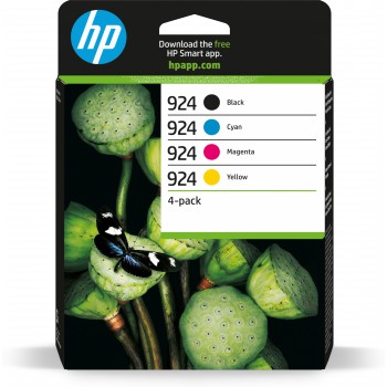HP Paquete de 4 Cartuchos de Tinta Original 924 CMYK Original Negro, Cian, Magenta, Amarillo 6C3Z1NE