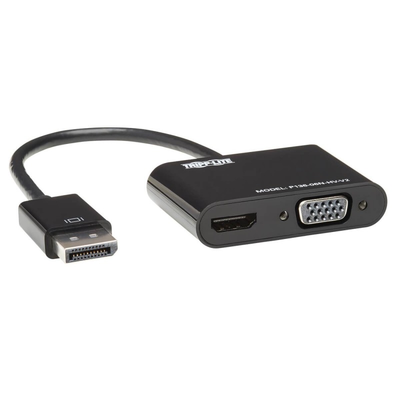 Tripp Lite P136-06N-HV-V2 Adaptador Convertidor Todo en Uno DisplayPort a VGA HDMI, DP ver 1.2, 4K 3