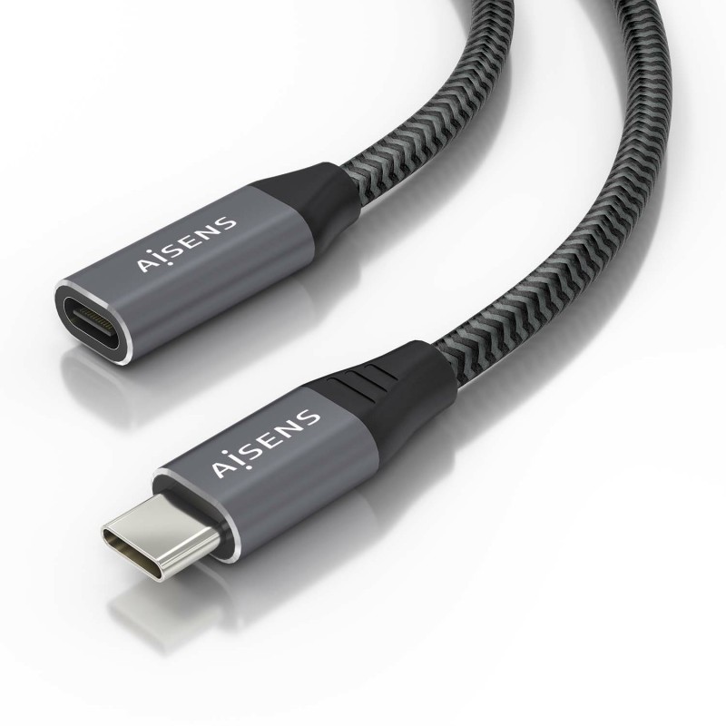 AISENS Cable USB 3.2 Gen2x2 Aluminio 20Gbps 8K@30Hz 5A 100W, Tipo USB-C M-USB-C H, Gris, 2.0 m A107-0636