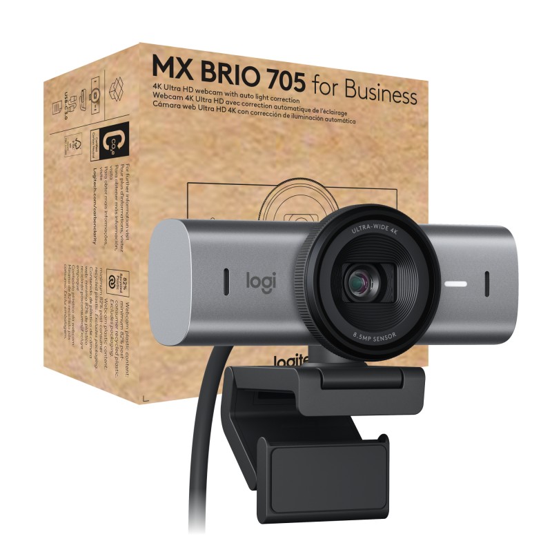 Logitech MX Brio 705 for Business - 8,5 MP 4096 x 2160 Pixeles USB 3.2 Gen 1 (3.1 Gen 1) Aluminio, N 960-001530
