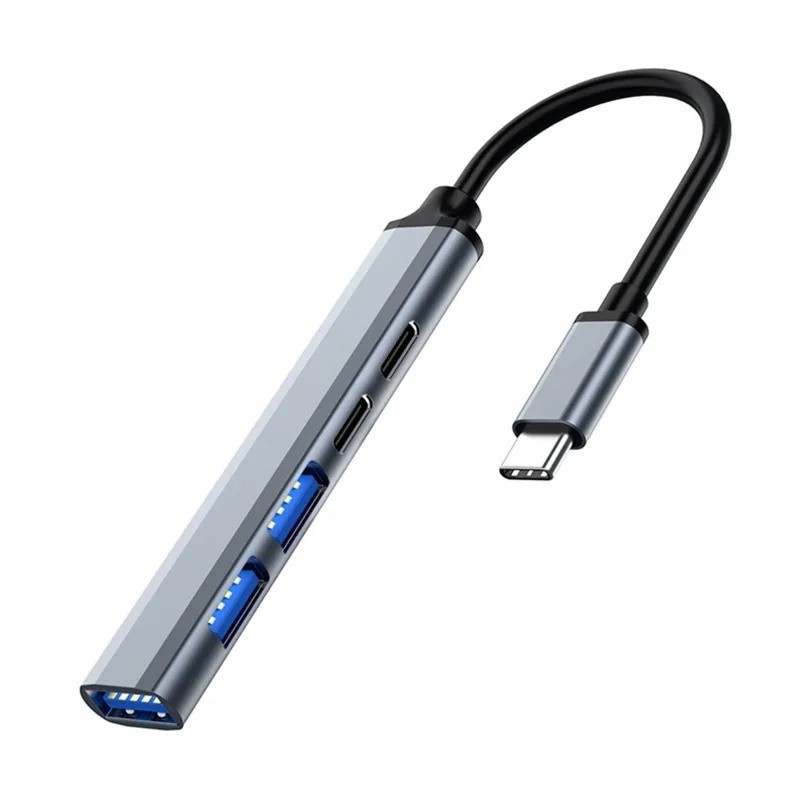 Ewent EW1149 hub de interfaz USB 3.2 Gen 1 (3.1 Gen 1) Type-C 5000 Mbit s Gris, Plata
