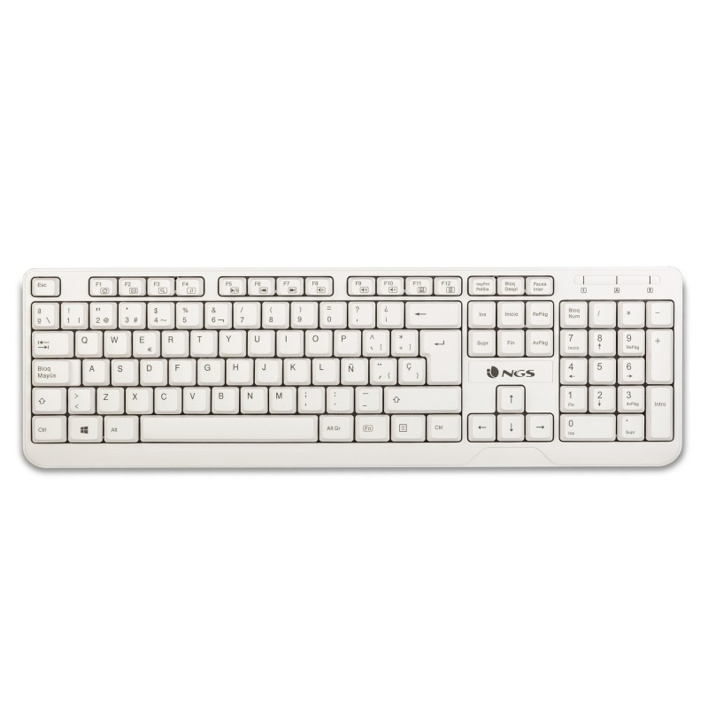 (Reacondicionado) NGS Spike, Estándar, Alámbrico, USB, Interruptor de membrana, QWERTY, Blanco