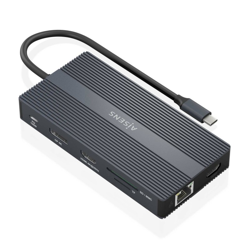 AISENS USB-C Dock 12 En 1, USB-C a 2xHDMI, 1xDisplayport, 1xRJ45, 4xUSB-A, 1xUSB-C, 1xUSB-C PD, 1xSD ASUC-12P017-GR