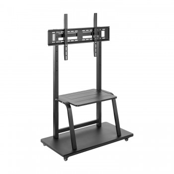 AISENS Soporte de suelo ECO con ruedas, bandeja para DVD para Monitor TV 150Kg de 37-100, Negro FT100E-231