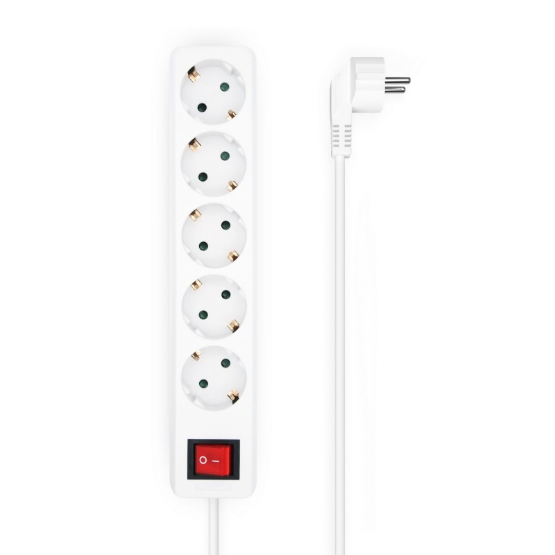 Regleta con Interruptor Aisens A154-0651  5 Tomas de Corriente  Cable 1.4m  Blanco