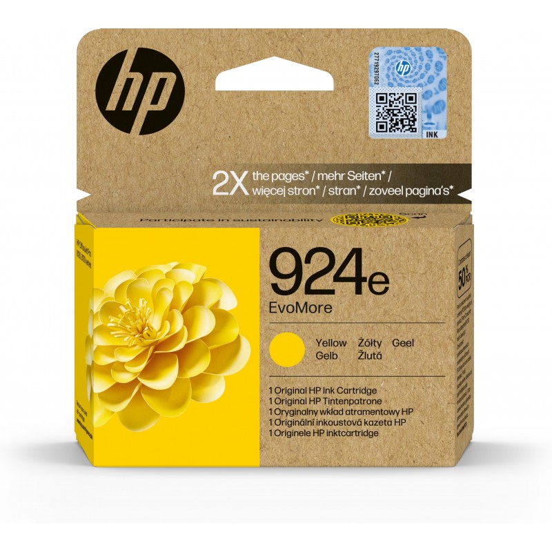 HP Cartucho de Tinta Original EvoMore 924e amarilla Original Amarillo 4K0U9NE