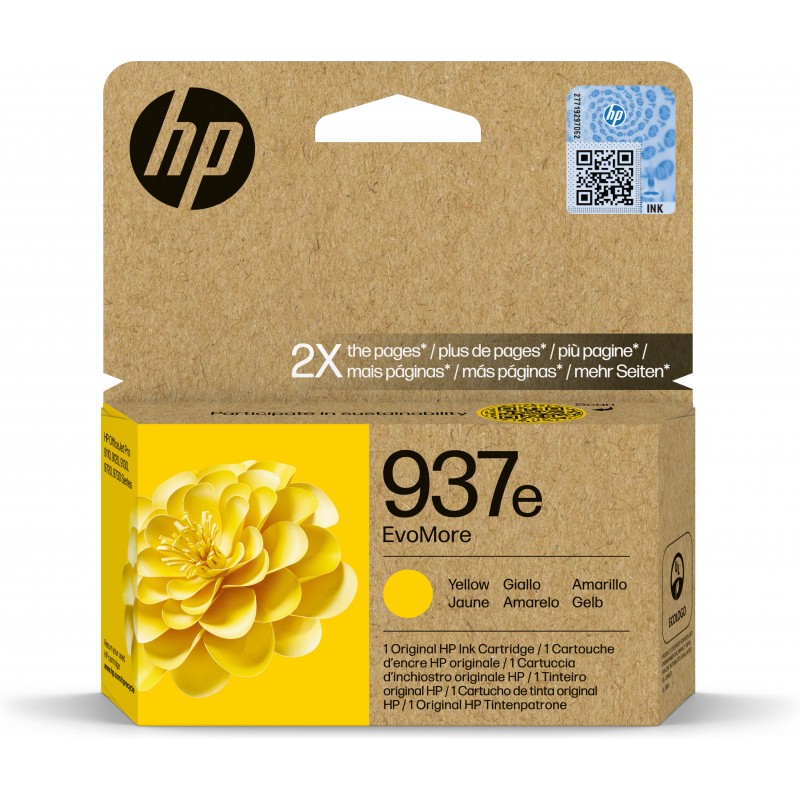 HP Cartucho de Tinta Original EvoMore 937e amarilla Original Amarillo 4S6W8NE
