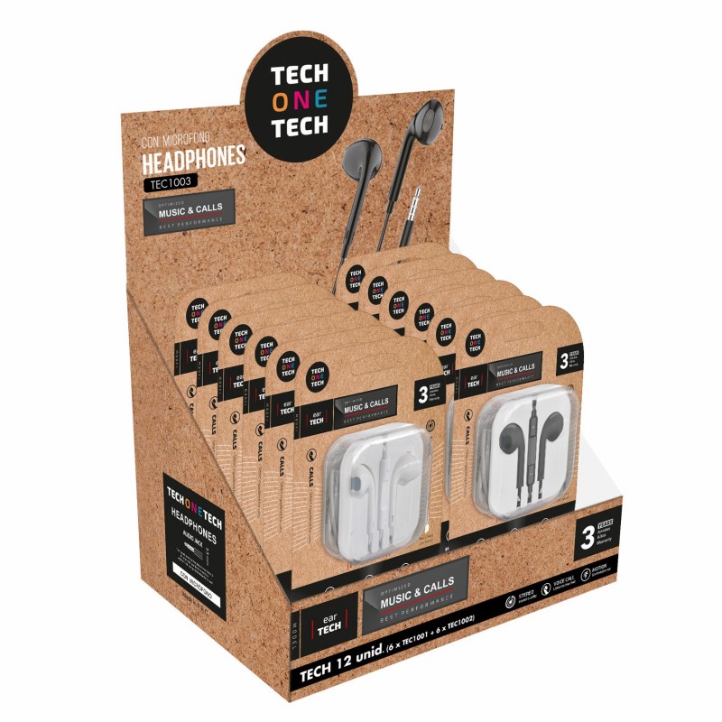 TECH ONE TECH Pack ahorro auriculares earTECH 12 unid JACK ( Negro, Blanco TEC1003