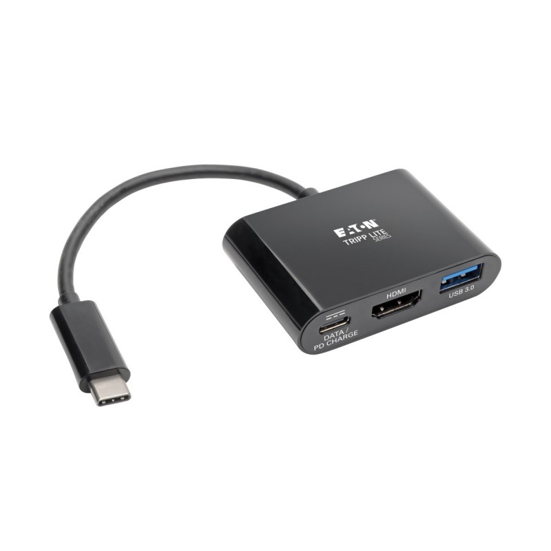 Tripp Lite U444-06N-H4UB-C Adaptador USB-C a HDMI 4K con Puerto USB-A y Carga PD, HDCP, Negro