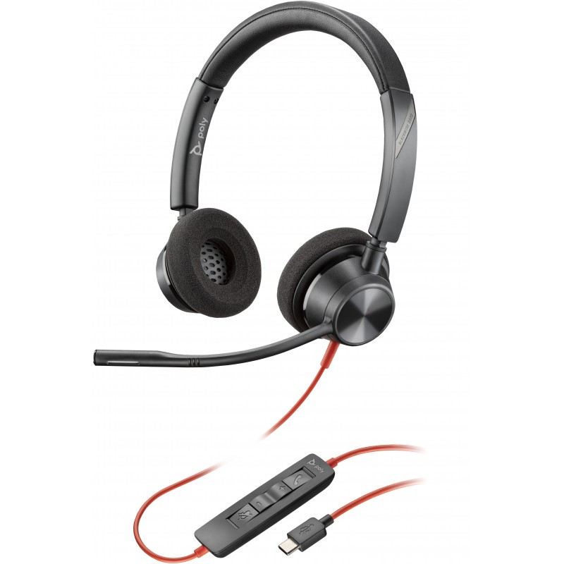 POLY Auriculares estéreo Blackwire 3320 USB-C   Adaptador US Negro 8X219AA