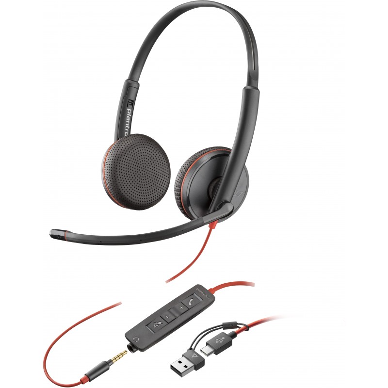 POLY Auriculares estéreo Blackwire 3225 USB-C   Conector de  Negro 8X229AA