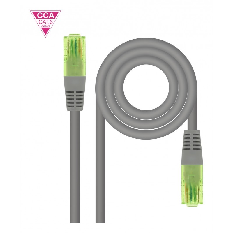 Nanocable Cable de Red Latiguillo RJ45 CAT.6 UTP AWG26 CCA, Gris, 5 m 10.20.1405