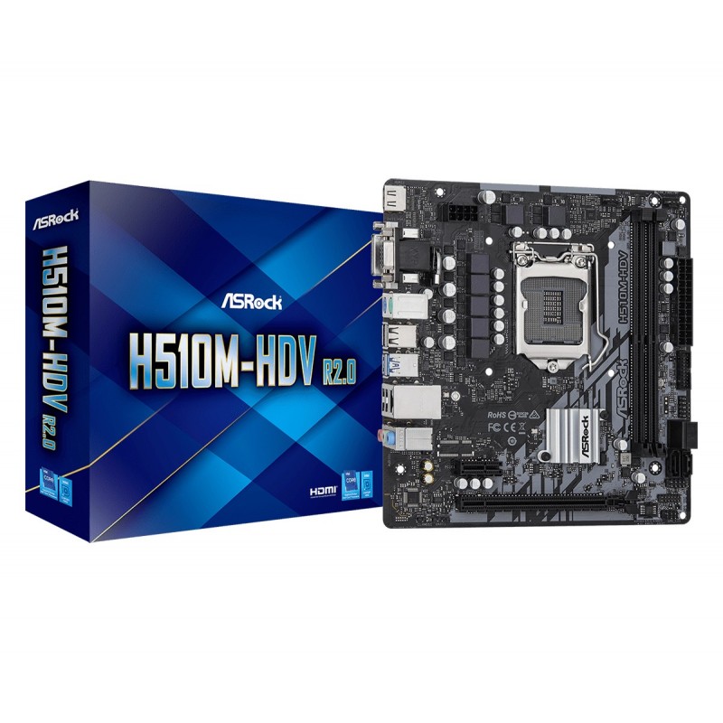 (Reacondicionado) Asrock H510M-HDV R2.0 - LGA 1200 - micro ATX - Intel H510 90-MXBGS0-A0UAYZ