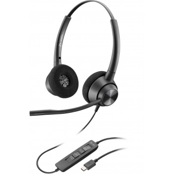 POLY Auriculares estéreo EncorePro 320 USB-A TAA Negro 767G0AA