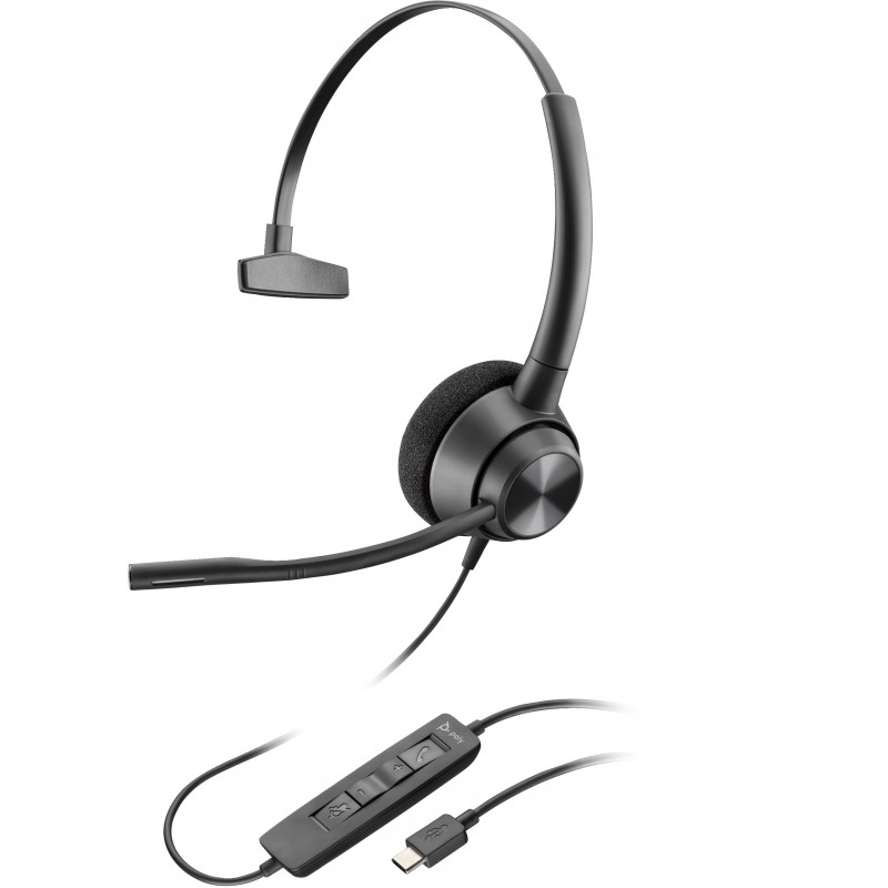 POLY Auriculares monoaurales EncorePro 310 USB-C TAA Negro 760Q8AA