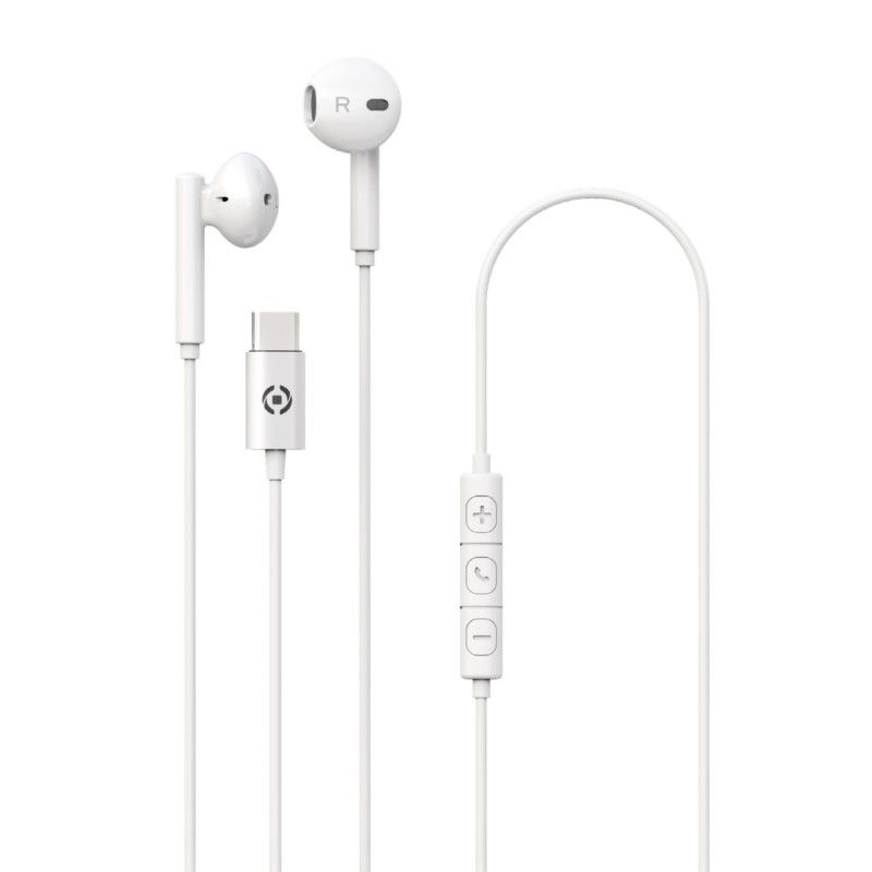 Celly UP1100TYPECWH auricular y casco Auriculares Alámbrico Dentro de oído Llamadas Música USB Tipo C Blanco