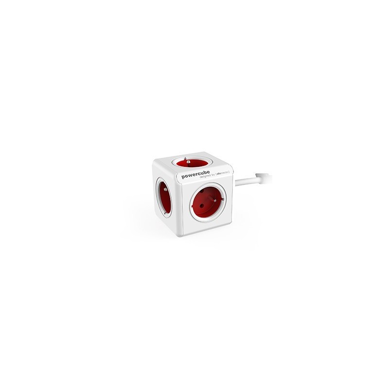 Allocacoc PowerCube base múltiple 1,5 m 5 salidas AC Interior Rojo, Blanco 2300RD FREXPC