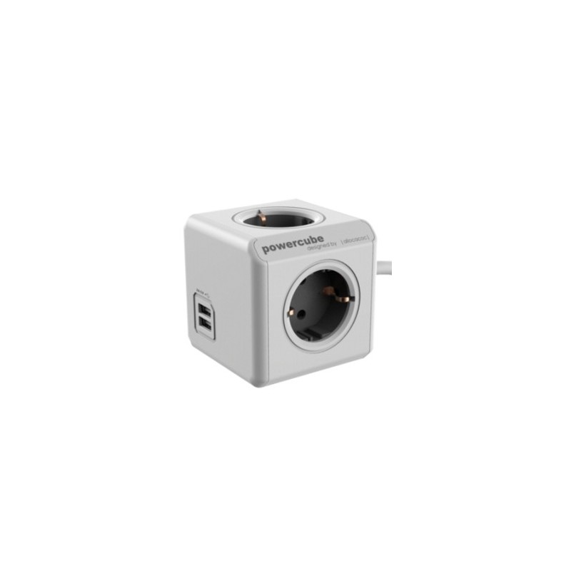 Allocacoc 1407 DEEUPC base múltiple 3 m 4 salidas AC Gris, Blanco