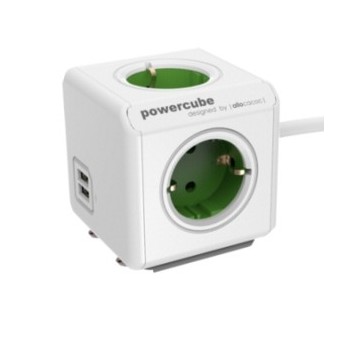 Allocacoc 1406GN DEEUPC base múltiple 1,5 m 4 salidas AC Verde, Blanco