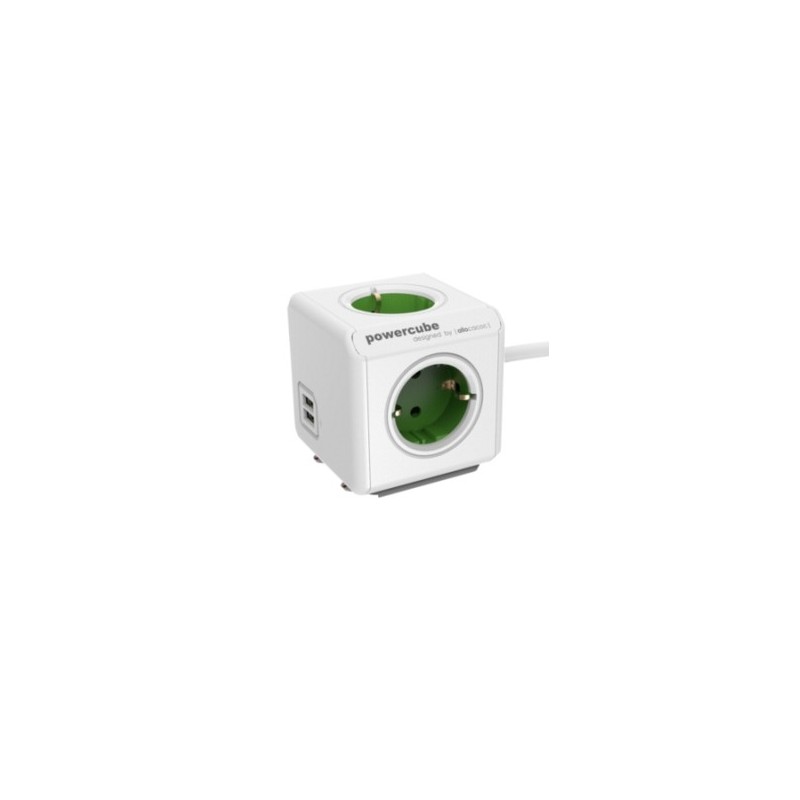 Allocacoc 1406GN DEEUPC base múltiple 1,5 m 4 salidas AC Verde, Blanco