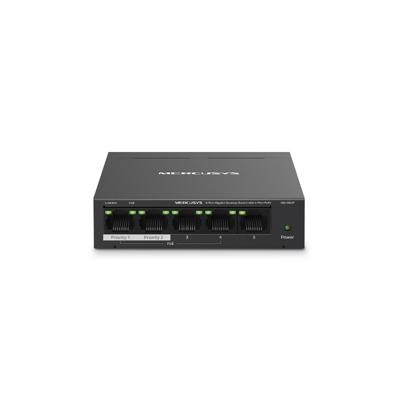 Mercusys MS105GP switch Gigabit Ethernet (10 100 1000) Energía sobre Ethernet (PoE) Negro